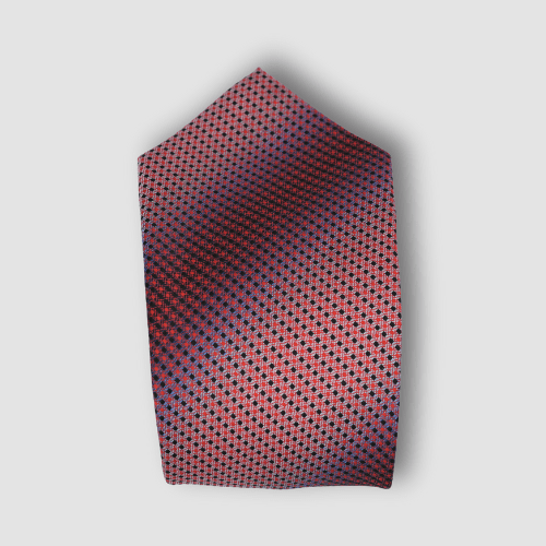 Pink Red Tie with Midnight Blue Geometric Patterns CV00053