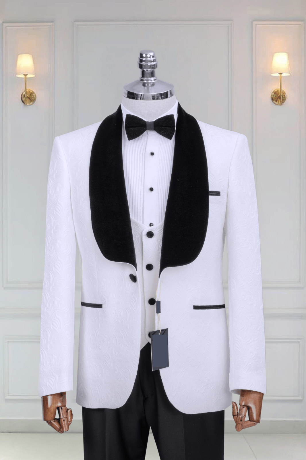 3 Piece Tuxedo White Black 7