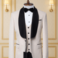 Smoking Beige Clair et Noir 3 Pièces avec Revers Châle Satiné SMOKINGS MOUBARAK SHOP