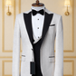 Smoking Blanc Cassé et Noir 3 Pièces avec Revers Satinés SMOKINGS MOUBARAK SHOP