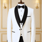 Smoking Blanc et Noir 3 Pièces avec Revers Châle Satiné SMOKINGS MOUBARAK SHOP