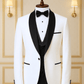 Smoking Blanc et Noir 3 Pièces avec Revers Châle Satiné SMOKINGS MOUBARAK SHOP