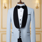 Smoking Bleu Ciel et Noir 3 Pièces avec Revers Châle Satiné SMOKINGS MOUBARAK SHOP