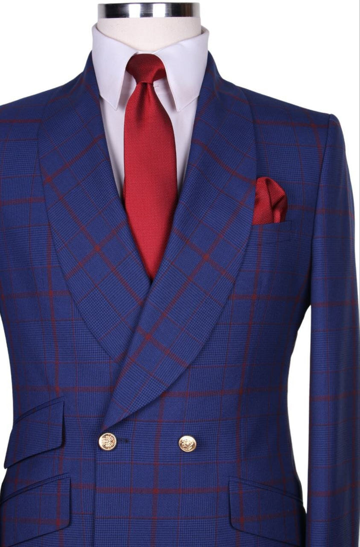Blue Double-breasted suit with 2 gold buttons