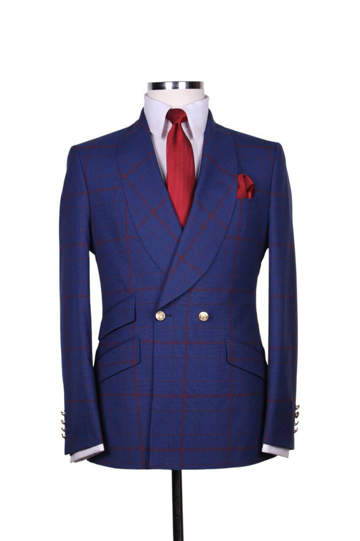 Blue Double-breasted suit with 2 gold buttons