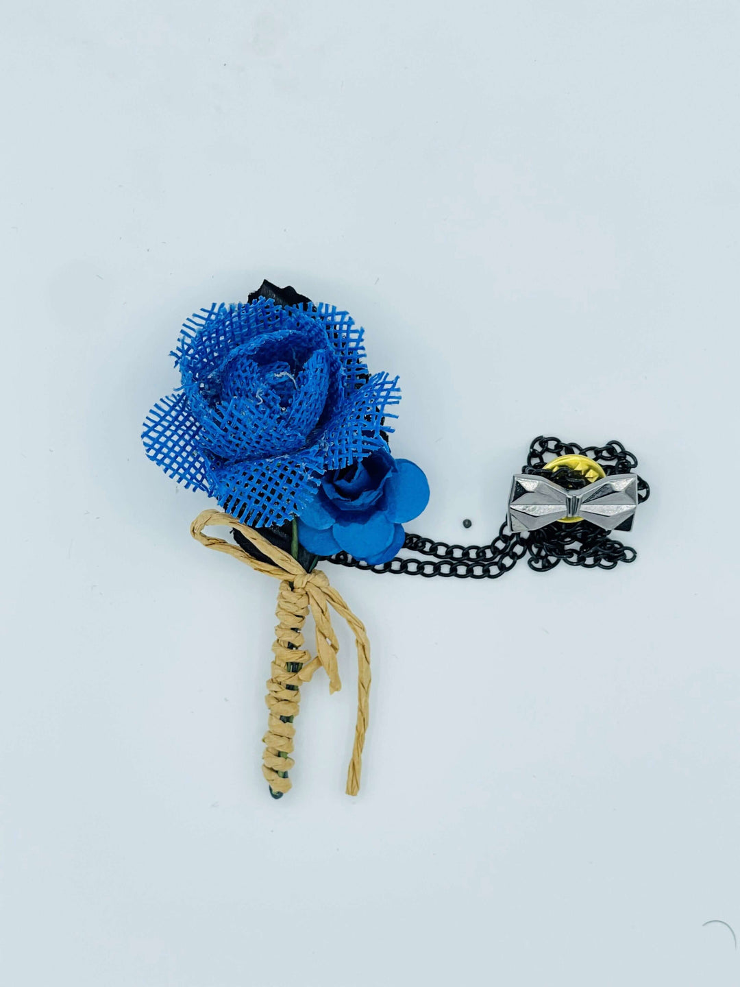 Broche Fleur et Chaine - Bleu BRC014