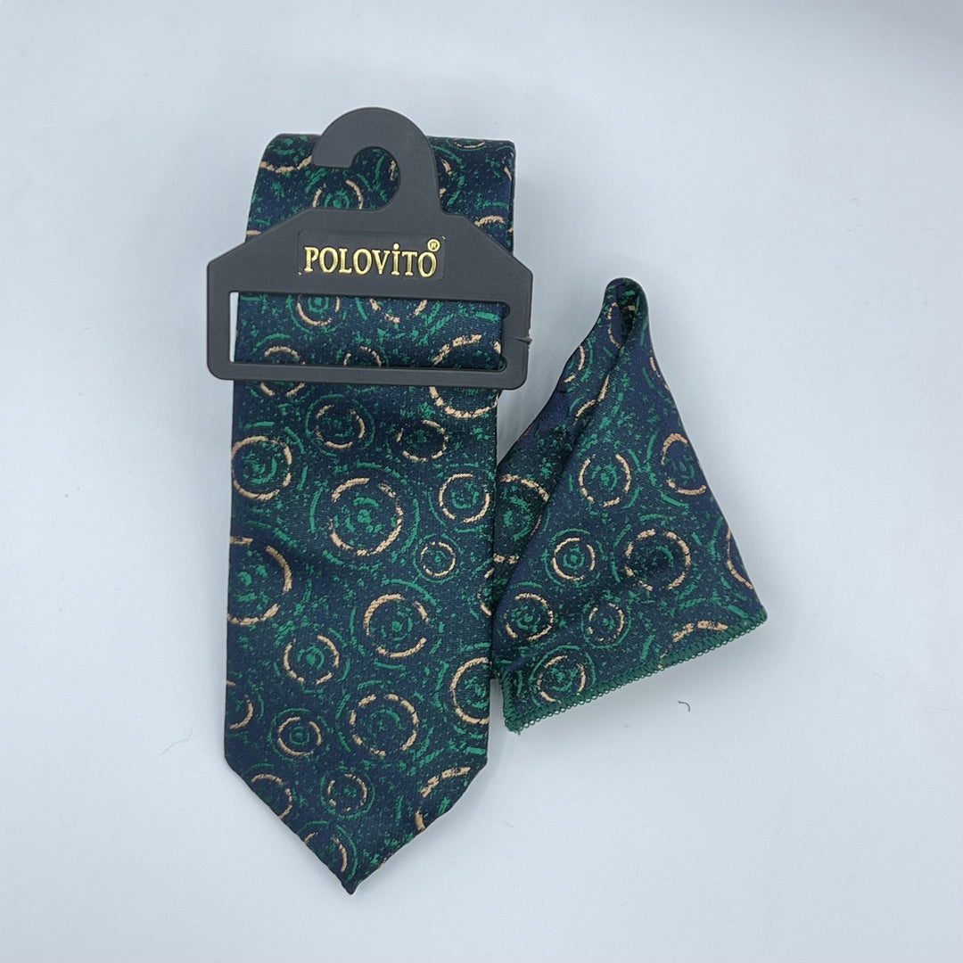 Cravate Pochette CVP029 - Vert Motif