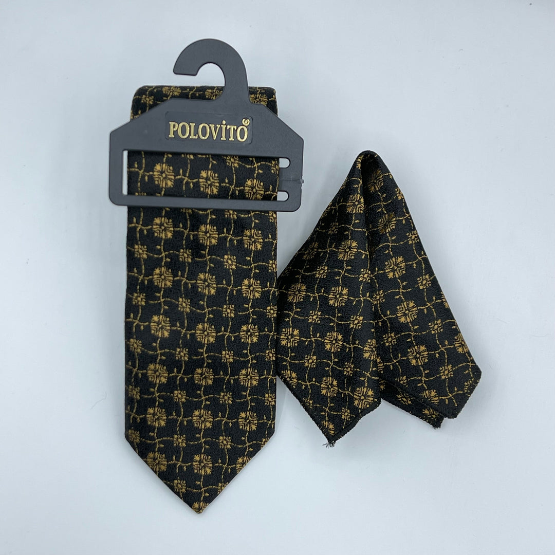 Cravate Pochette CVP028 - Jaune Motif