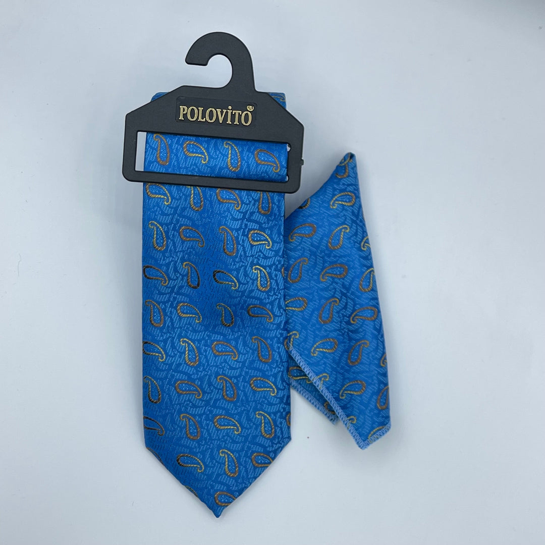 Cravate Pochette CVP024 - Bleu Motif