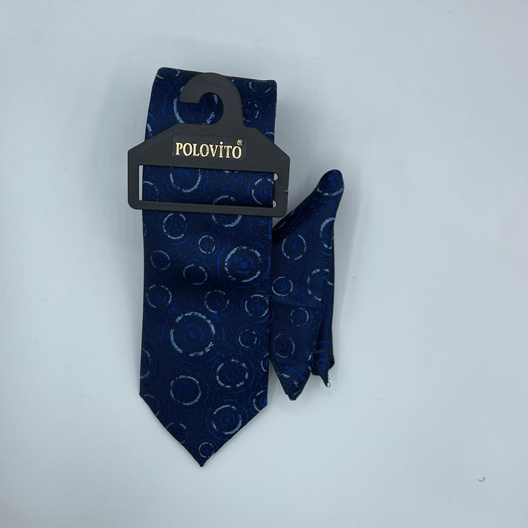 Cravate Pochette CVP015 - Bleu Motif