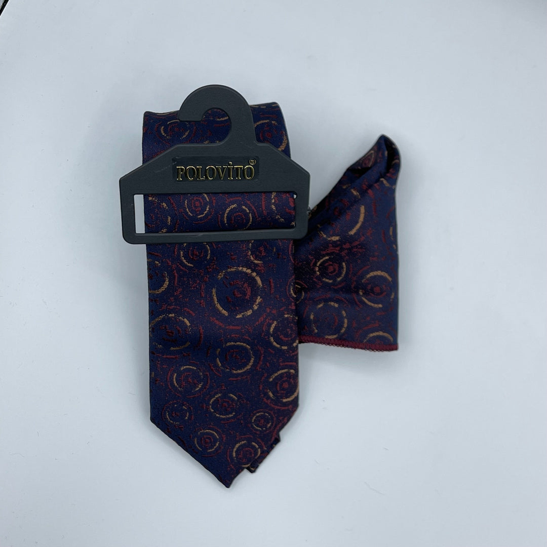 Cravate Pochette CVP014 - Bleu Motif