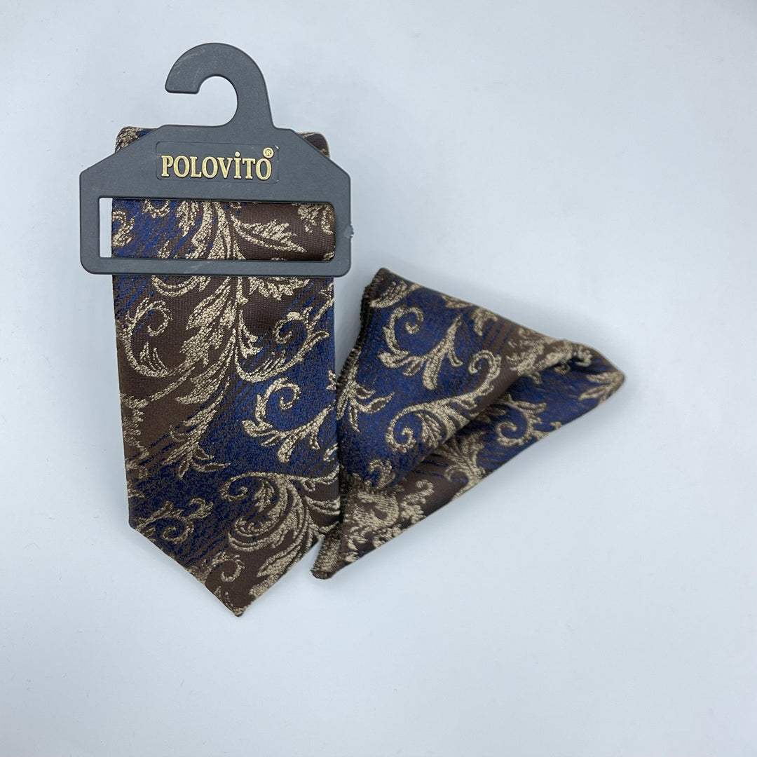 Cravate Pochette CVP010 - Bleu Motif