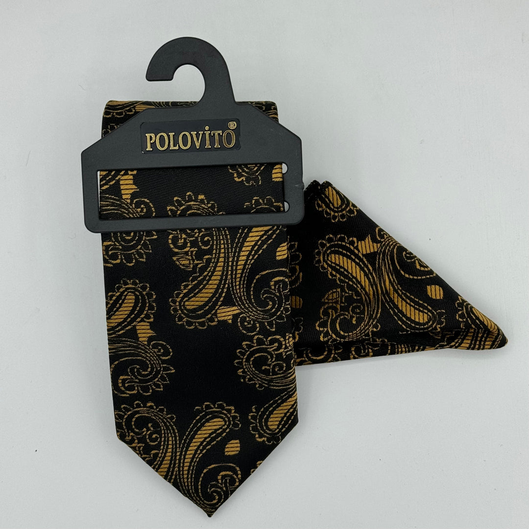 Cravate Pochette CVP033 - Noir Motif