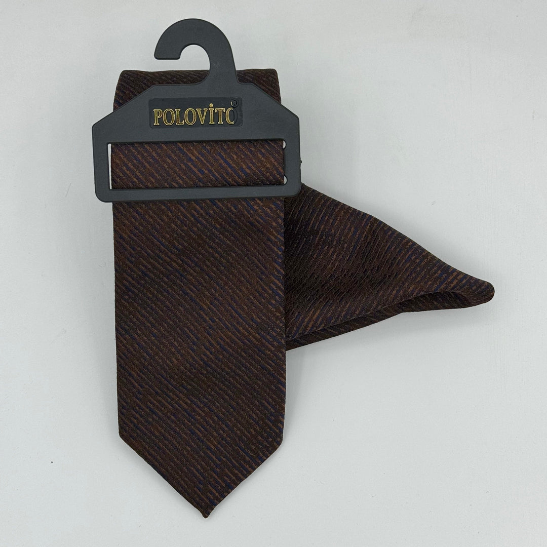 Cravate Pochette CVP034 - Marron Motif