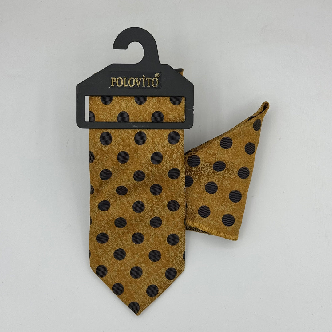 Cravate Pochette CVP036 - Jaune Motif