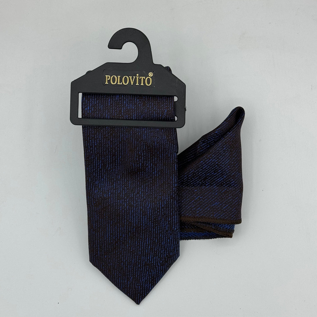Cravate Pochette CVP038 - Bleu Motif