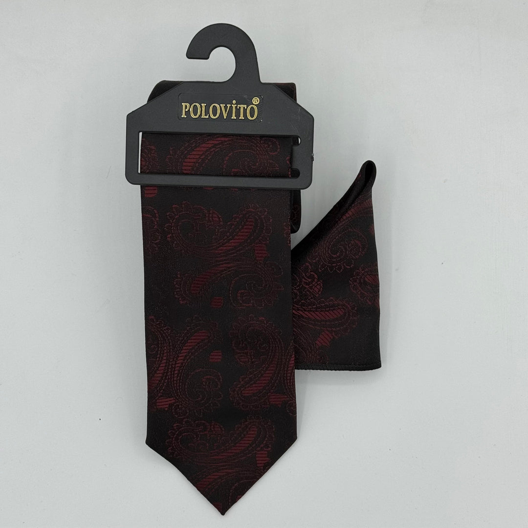 Cravate Pochette CVP039 - Rouge Motif