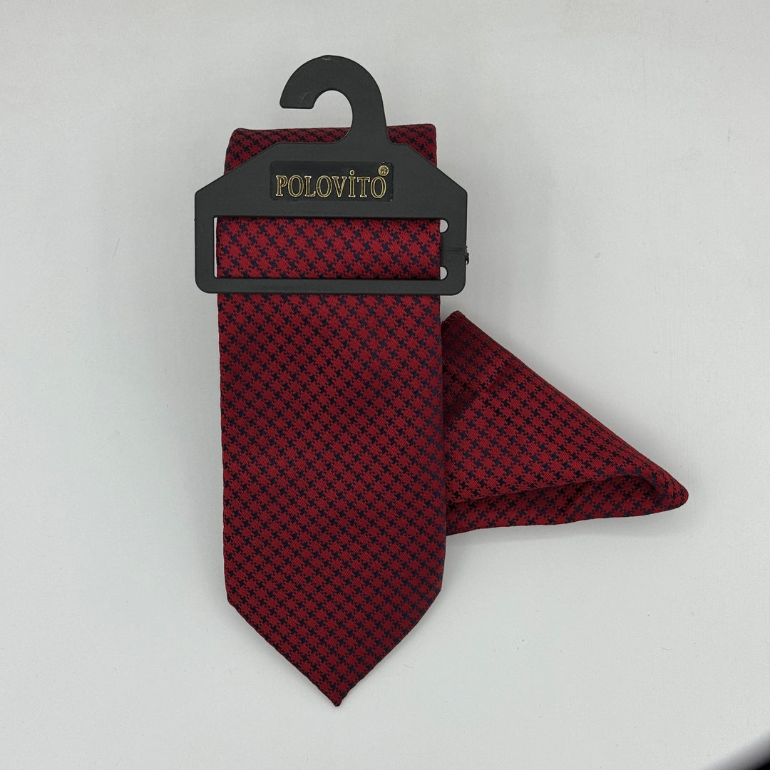 Cravate Pochette CVP043 - Rouge Motif