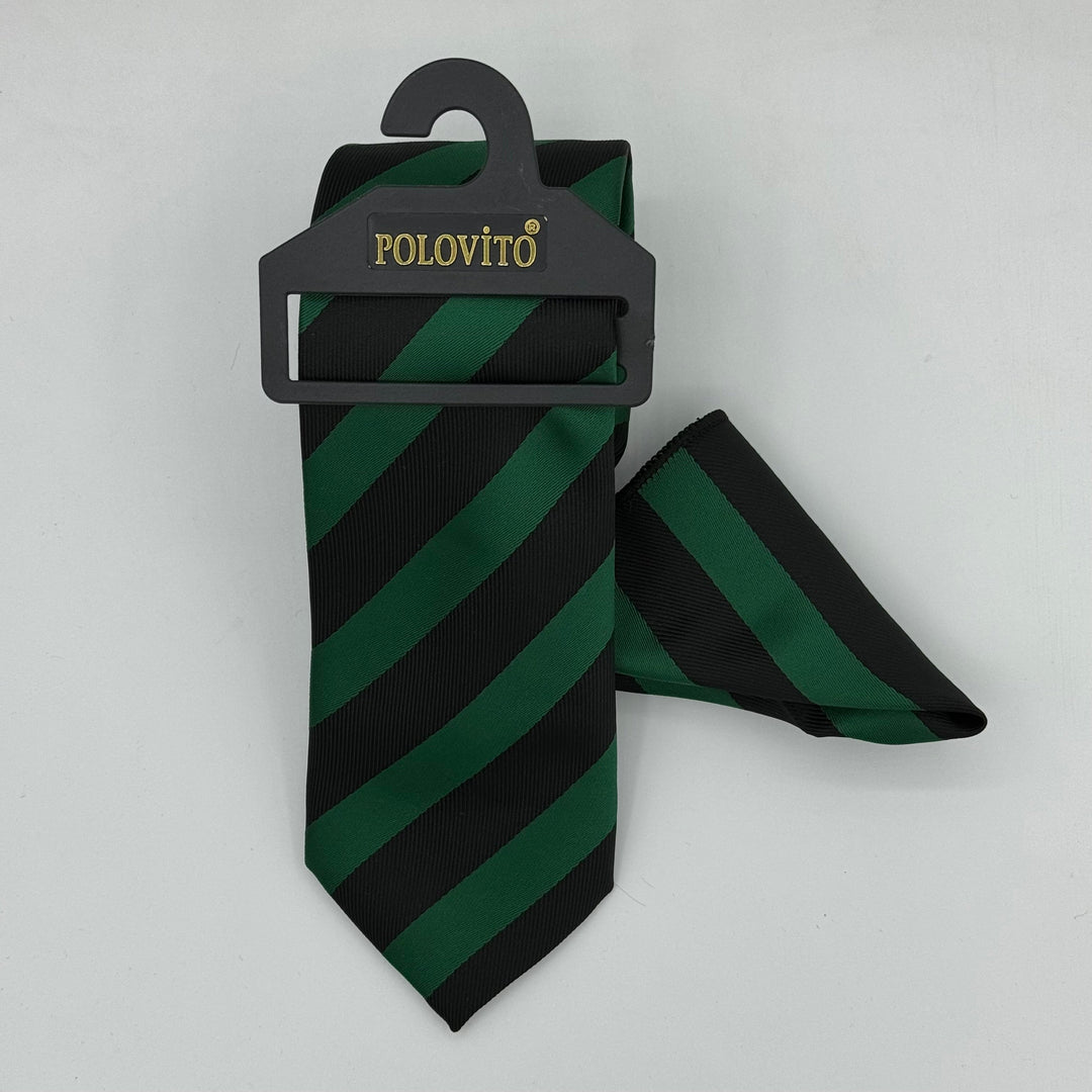 Cravate Pochette CVP046 - Vert Motif