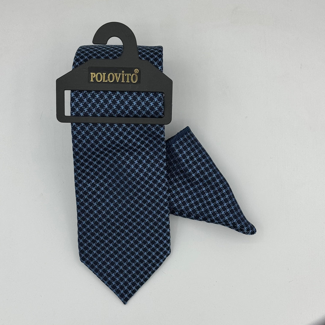 Cravate Pochette CVP047 - Bleu Motif