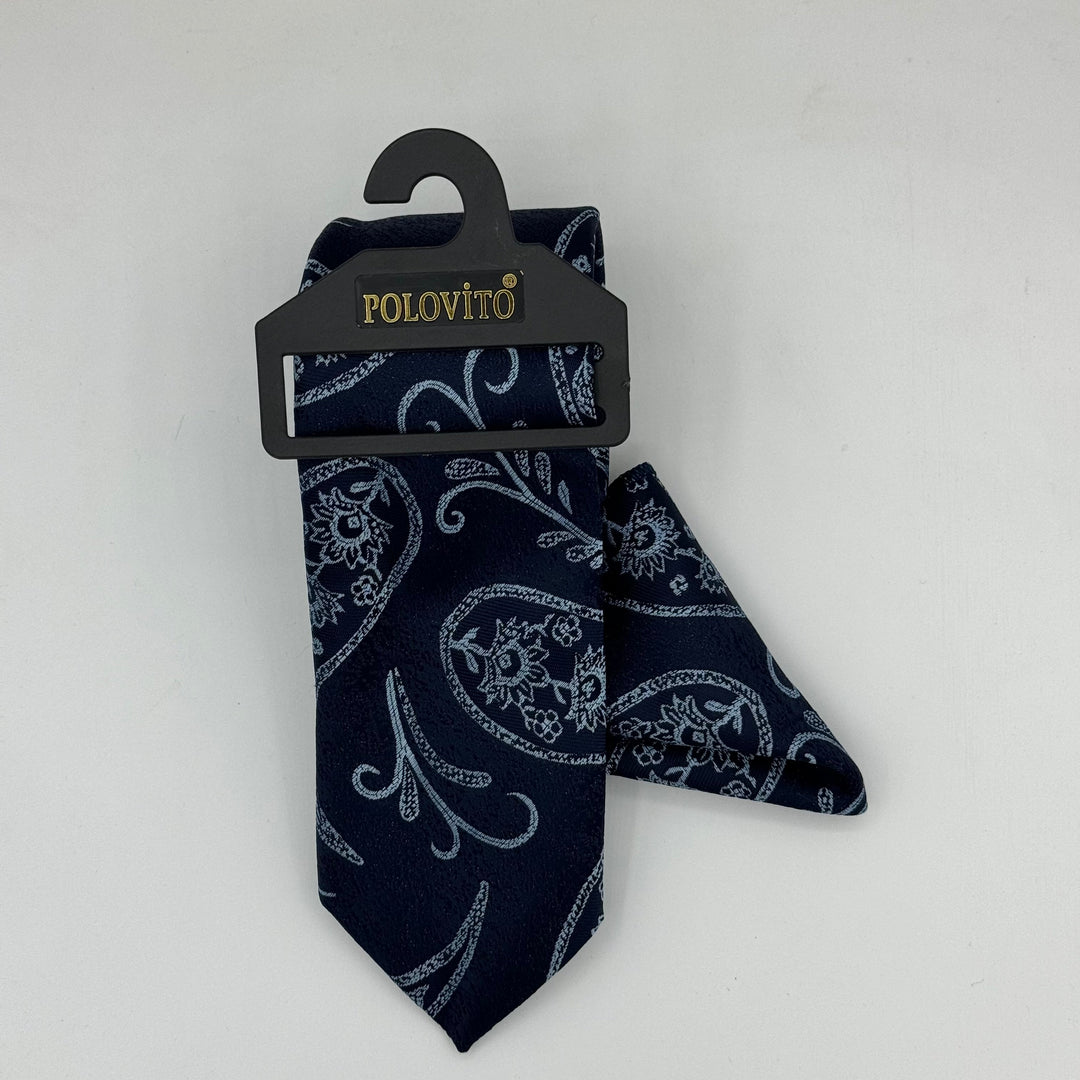 Cravate Pochette CVP049 - Bleu Motif