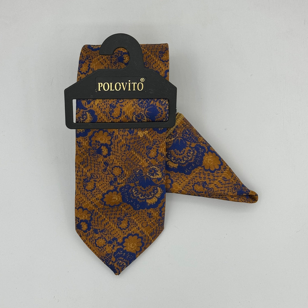 Cravate Pochette CVP051 - Jaune Motif