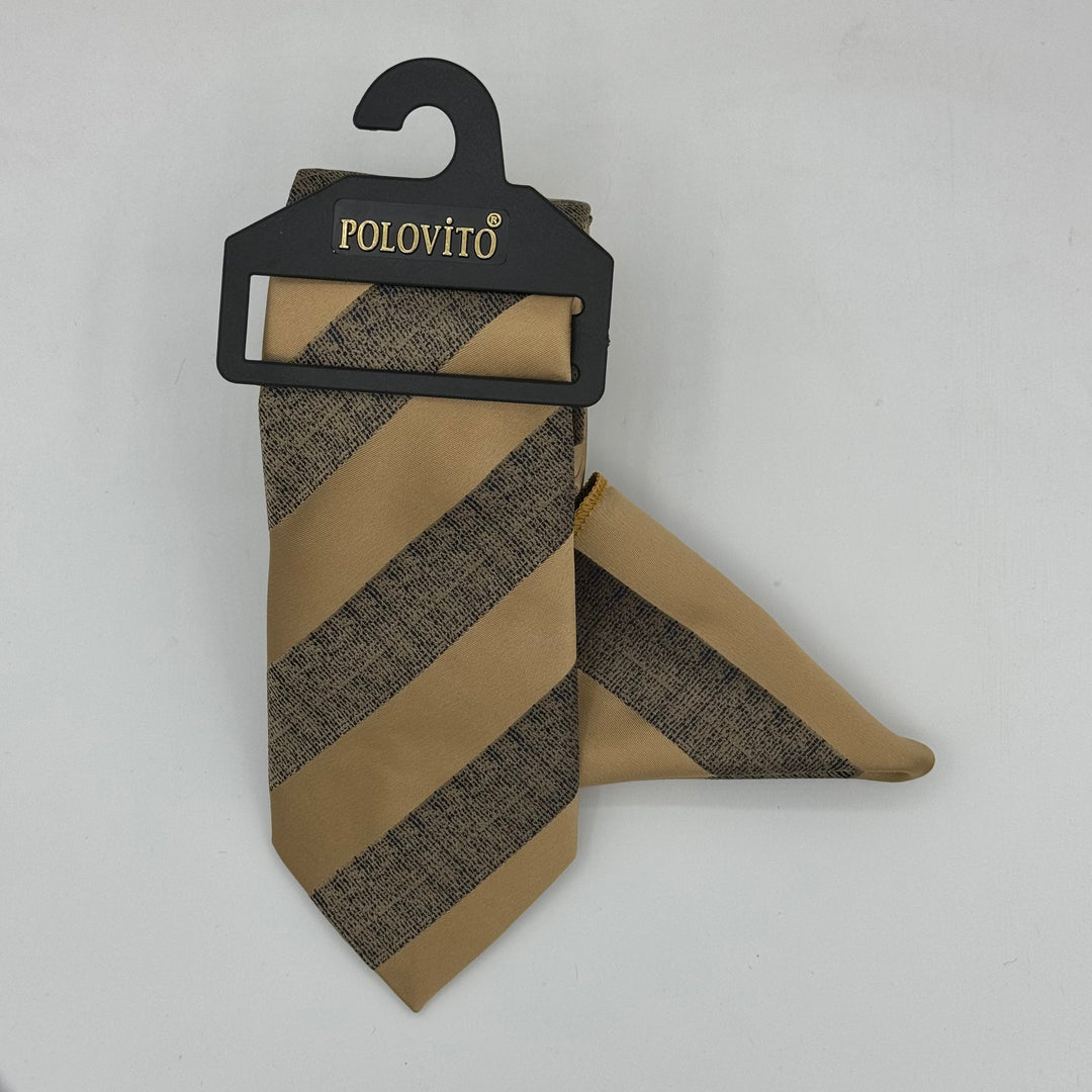 Cravate Pochette CVP054 - Jaune Motif