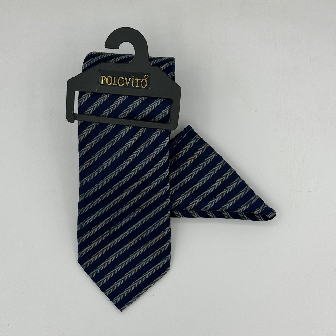 Cravate Pochette CVP065 - Bleu Motif