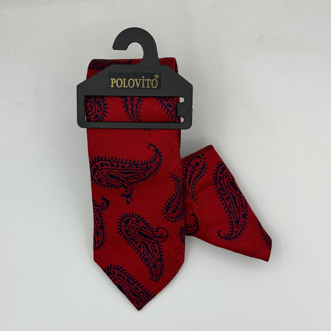 Cravate Pochette CVP069 - Rouge Motif