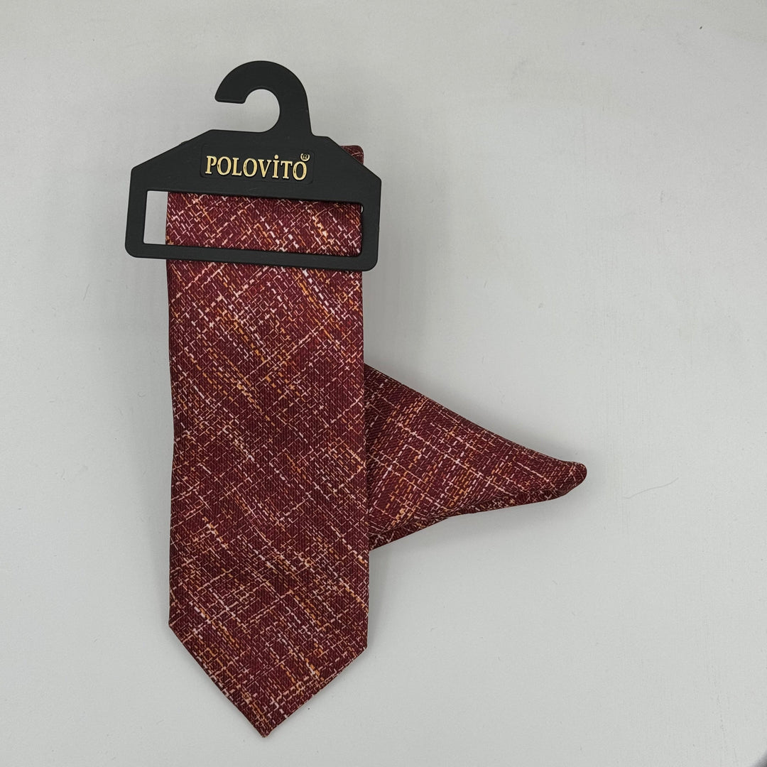 Cravate Pochette CVP071 - Rouge Motif