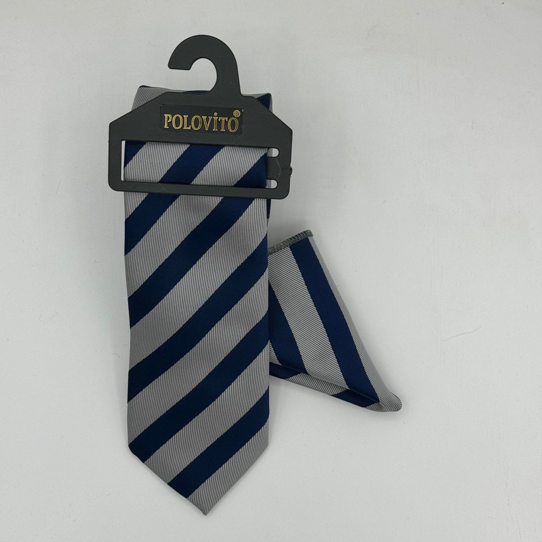 Cravate Pochette CVP073 - Bleu Motif