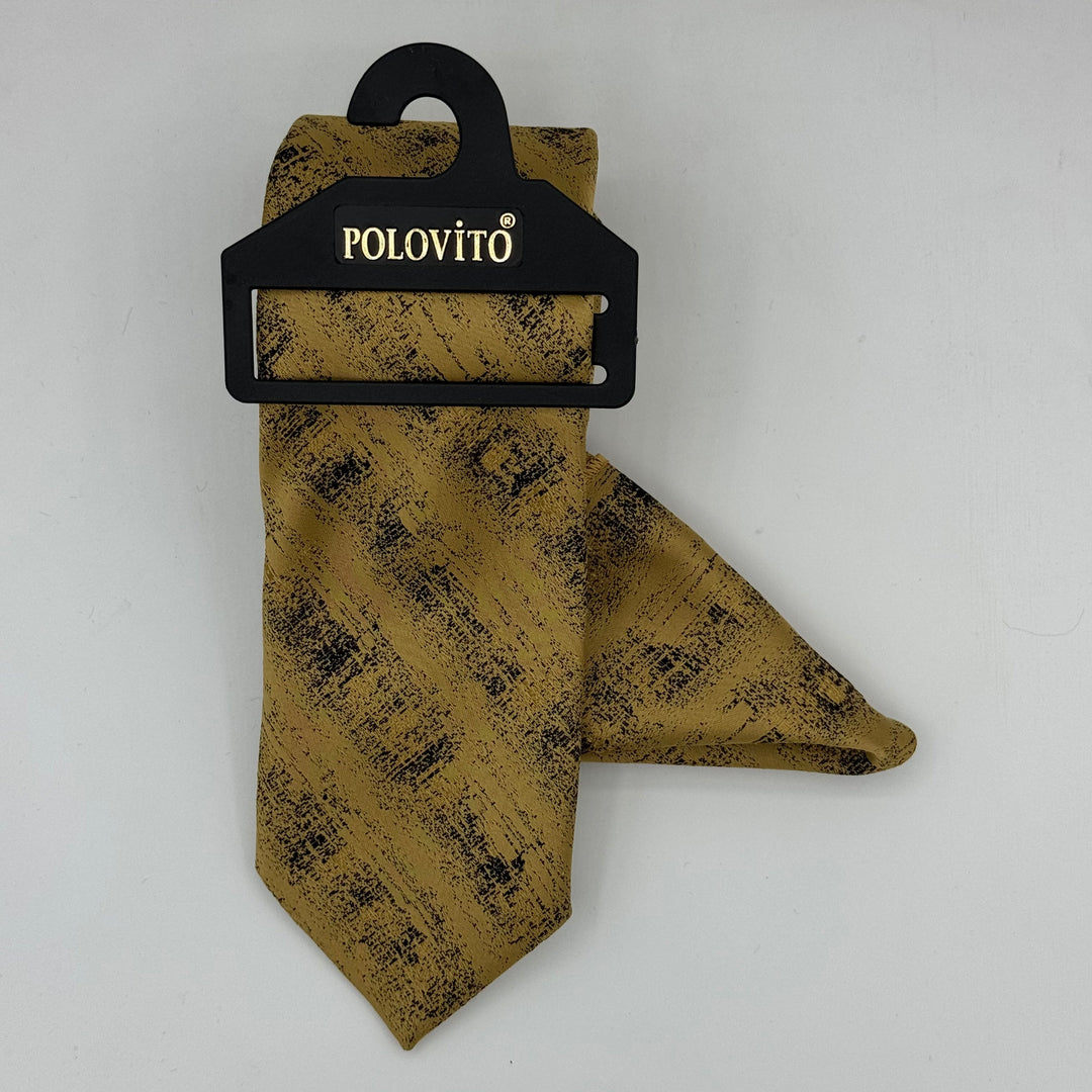 Cravate Pochette CVP075 - Jaune Motif