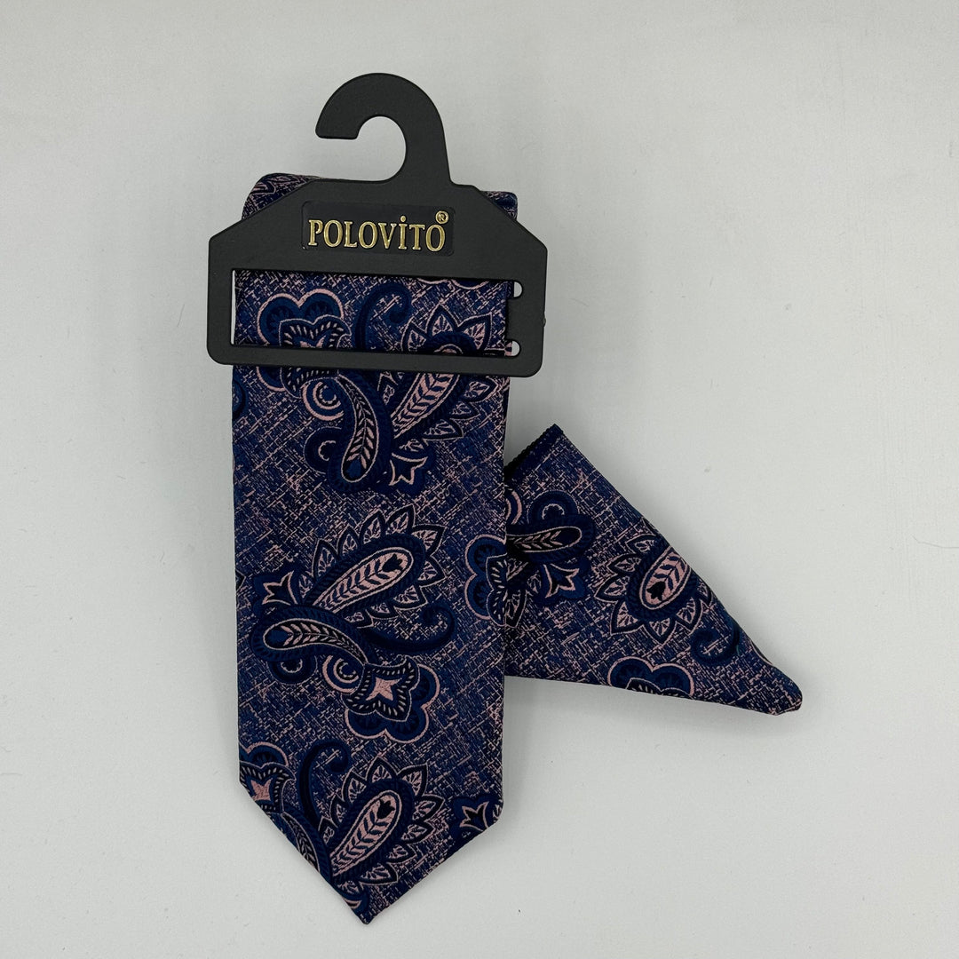 Cravate Pochette CVP077 - Bleu Motif