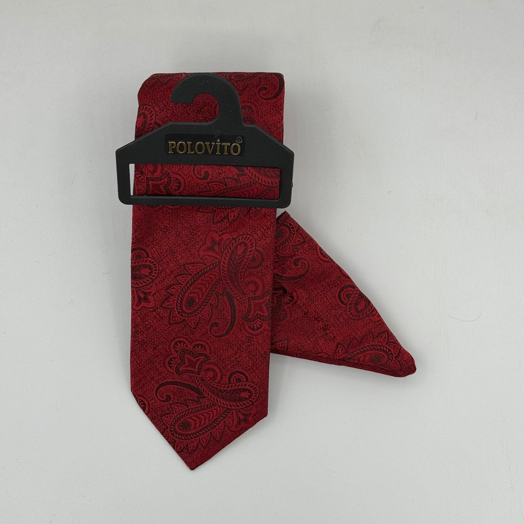 Cravate Pochette CVP080 - Rouge Motif