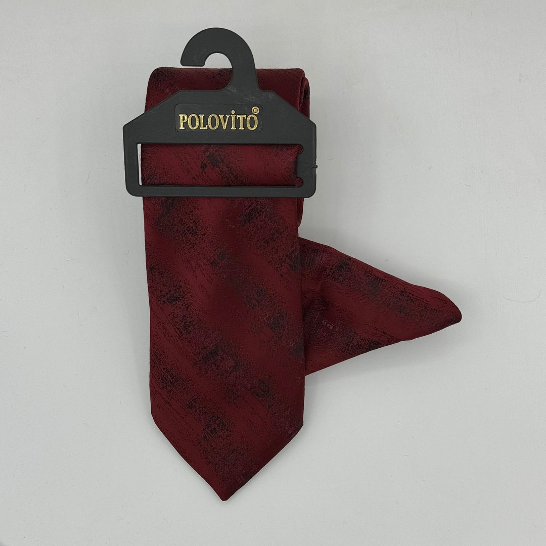 Cravate Pochette CVP087 - Rouge Motif