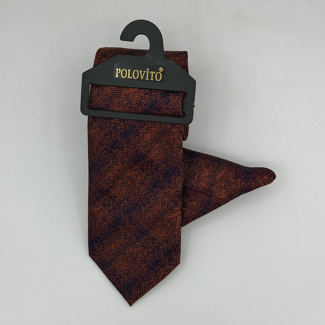 Cravate Pochette CVP088 - Rouge Motif