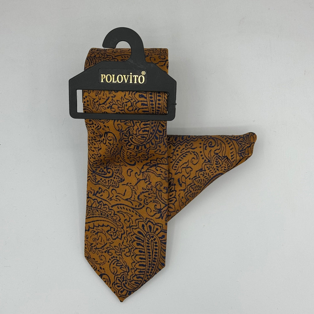Cravate Pochette CVP089 - Jaune Motif