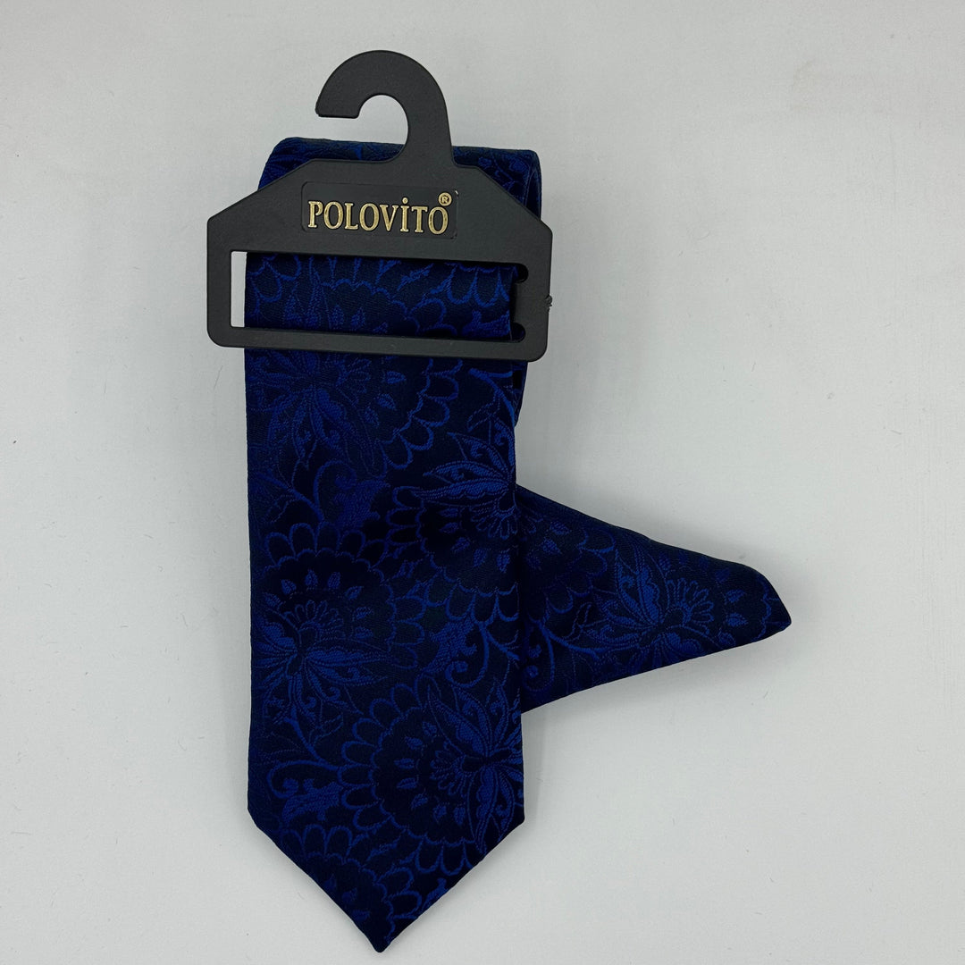 Cravate Pochette CVP093 - Bleu Motif