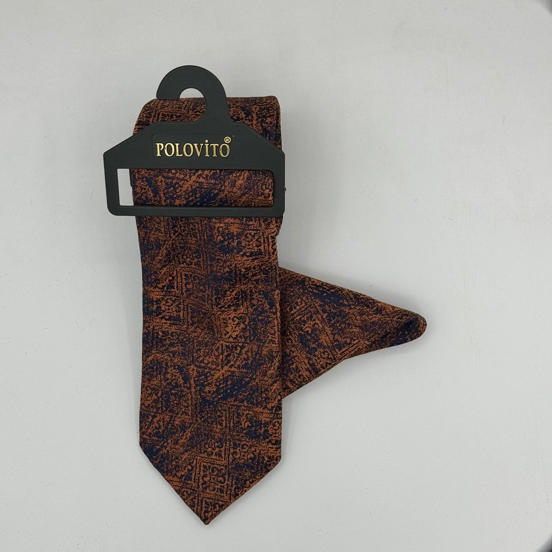 Cravate Pochette CVP094 - Saumon Motif