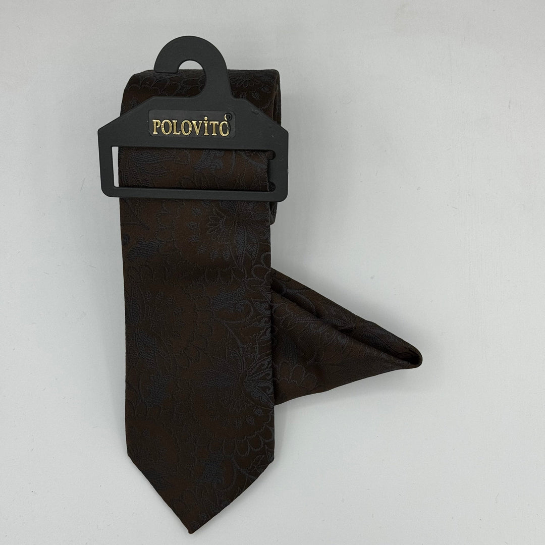 Cravate Pochette CVP104 - Marron Motif