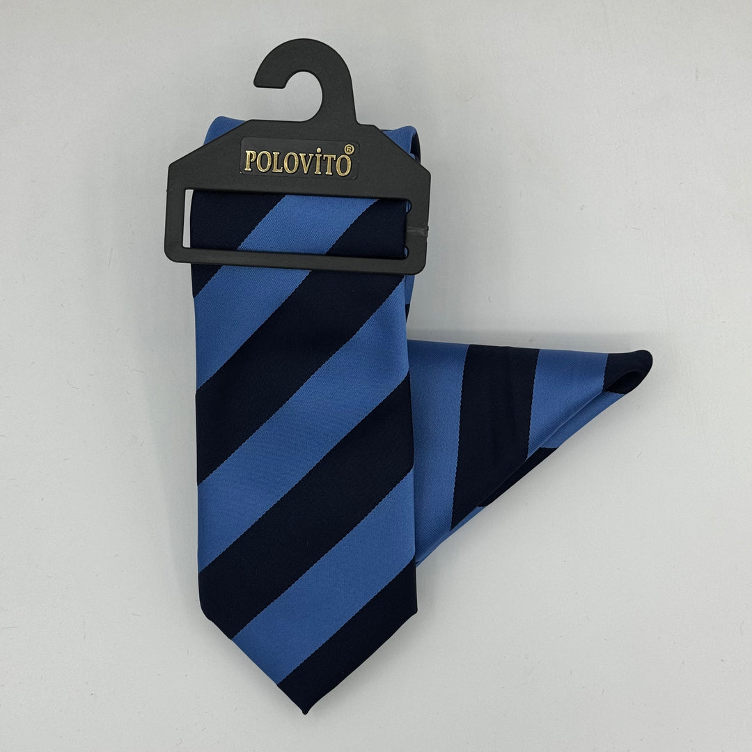Cravate Pochette CVP107 - Bleu Motif