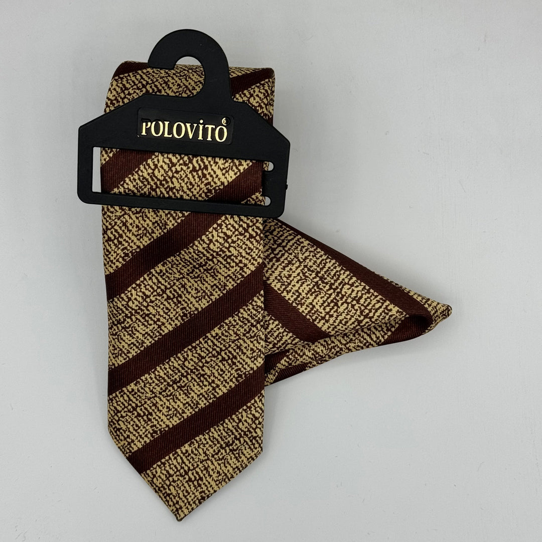 Cravate Pochette CVP118 - Marron Motif