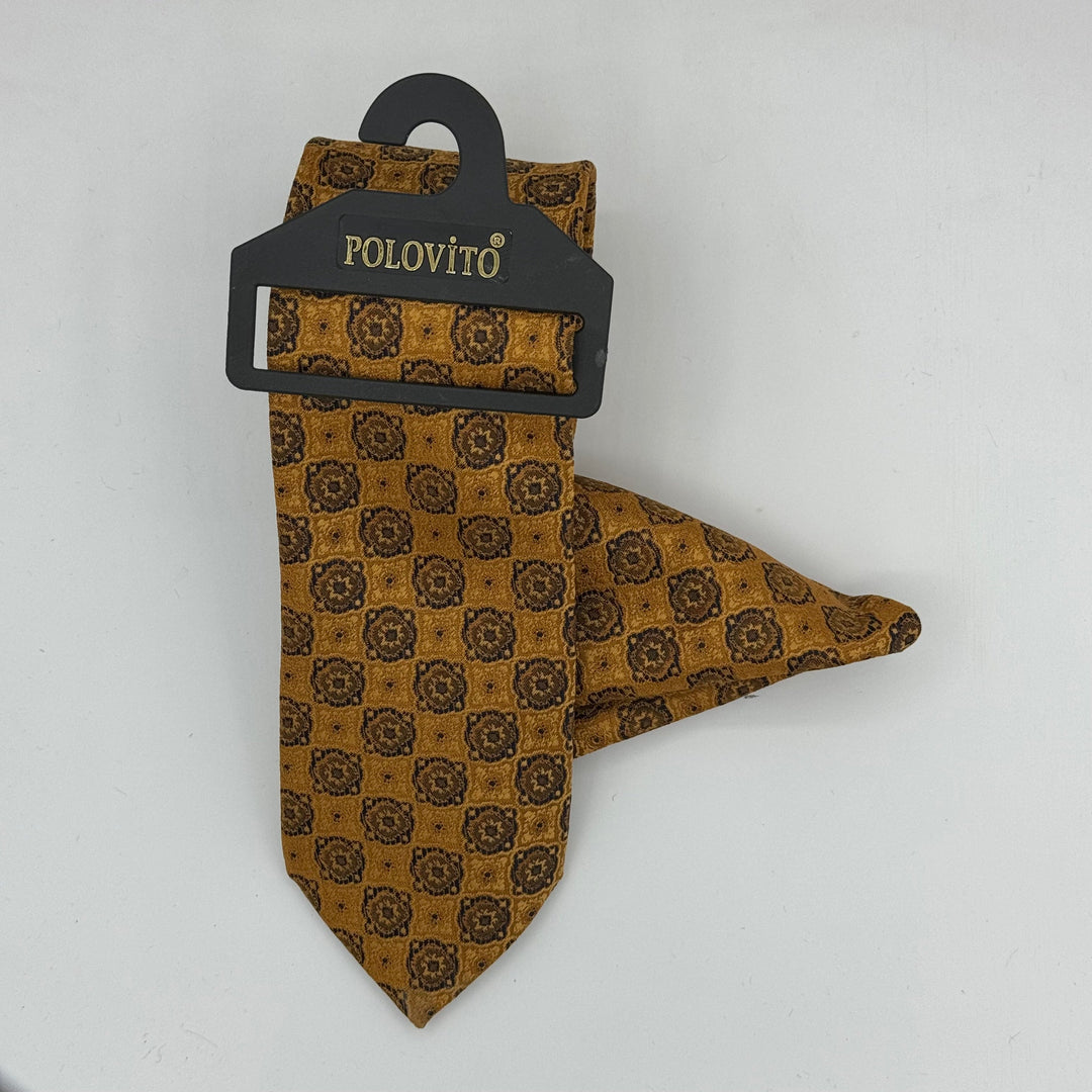 Cravate Pochette CVP122 - Jaune Motif