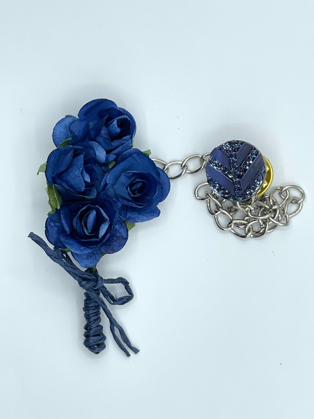 Broche Fleur et Chaine - Bleu BRC026