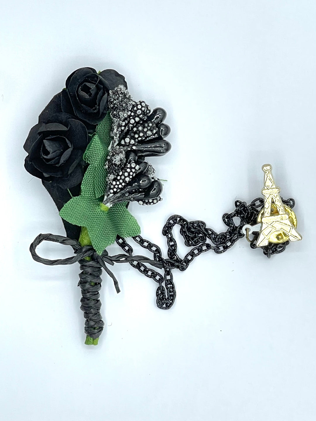 Broche Fleur et Chaine - Noir BRC028