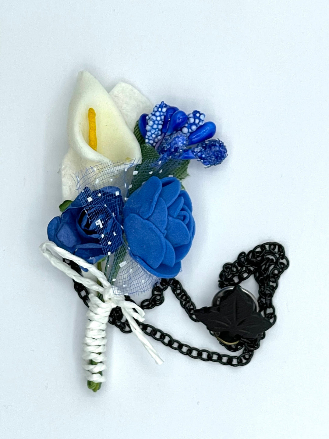 Broche Fleur et Chaine - Bleu BRC044