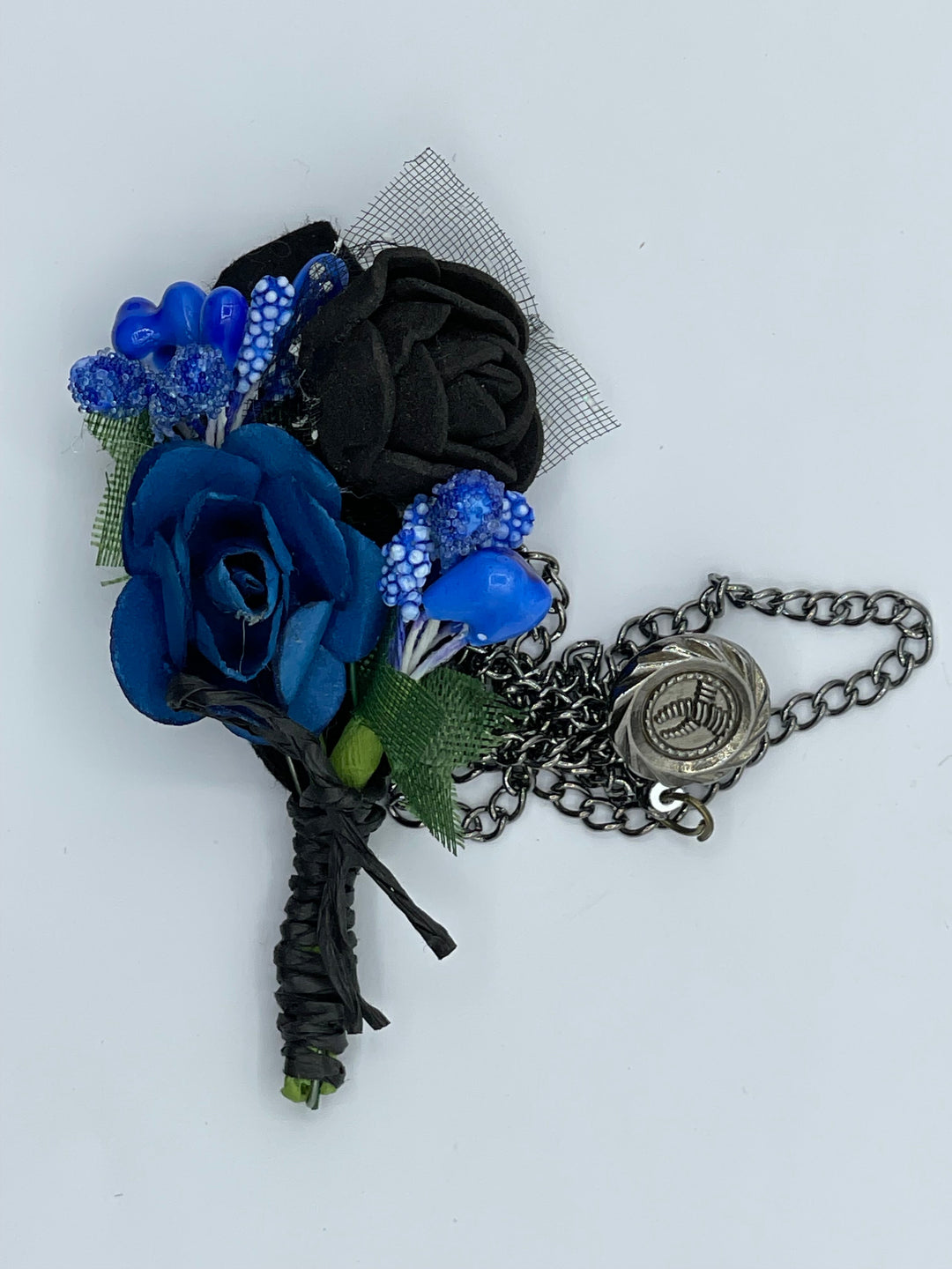 Broche Fleur et Chaine - Bleu BRC050