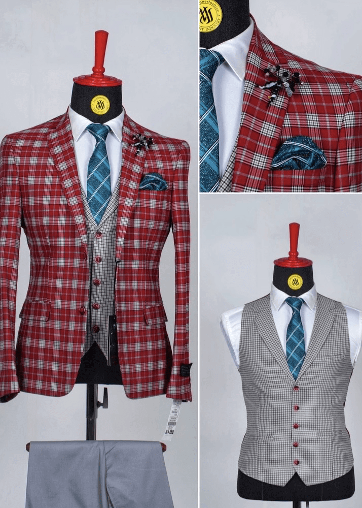 Ensemble de costume 3 pièces pour homme avec veste, pantalon et cravate ARMANER COSTUMES 3 PIÈCES
