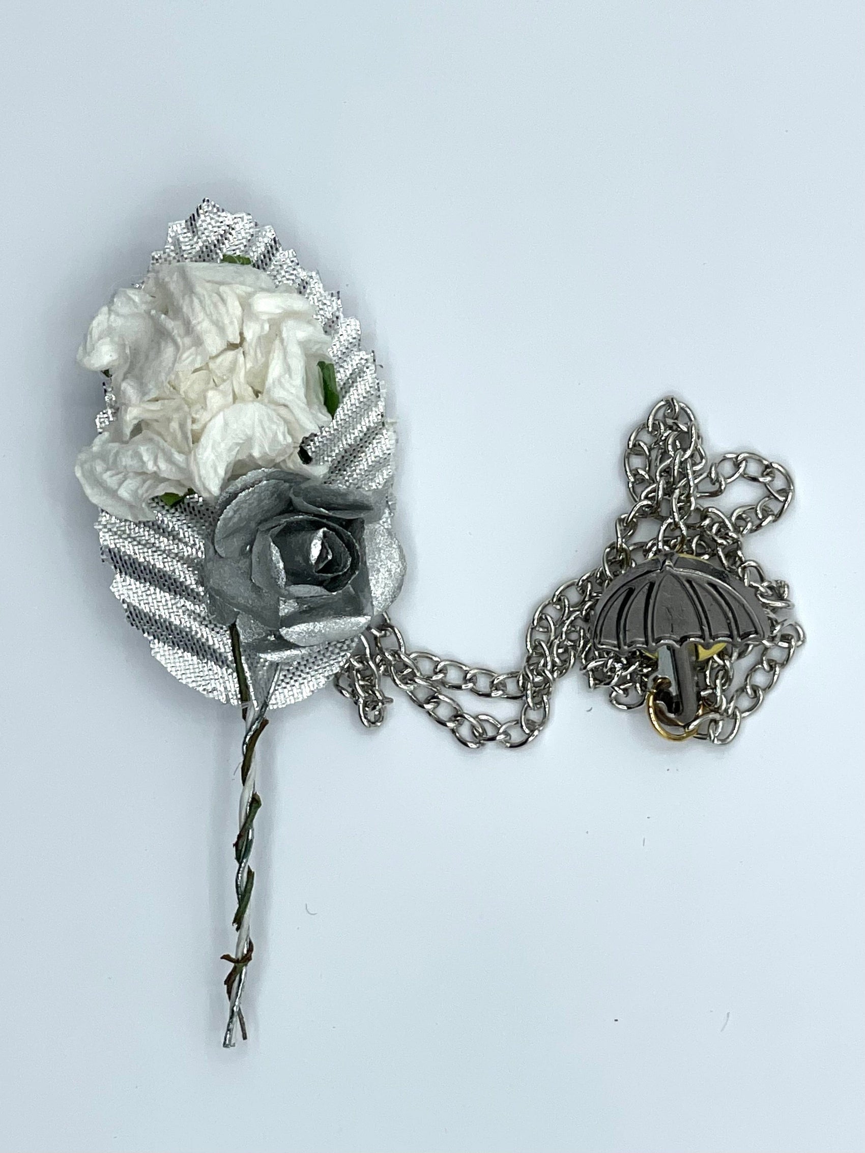 Broche Fleur et Chaine - Blanche BRC030