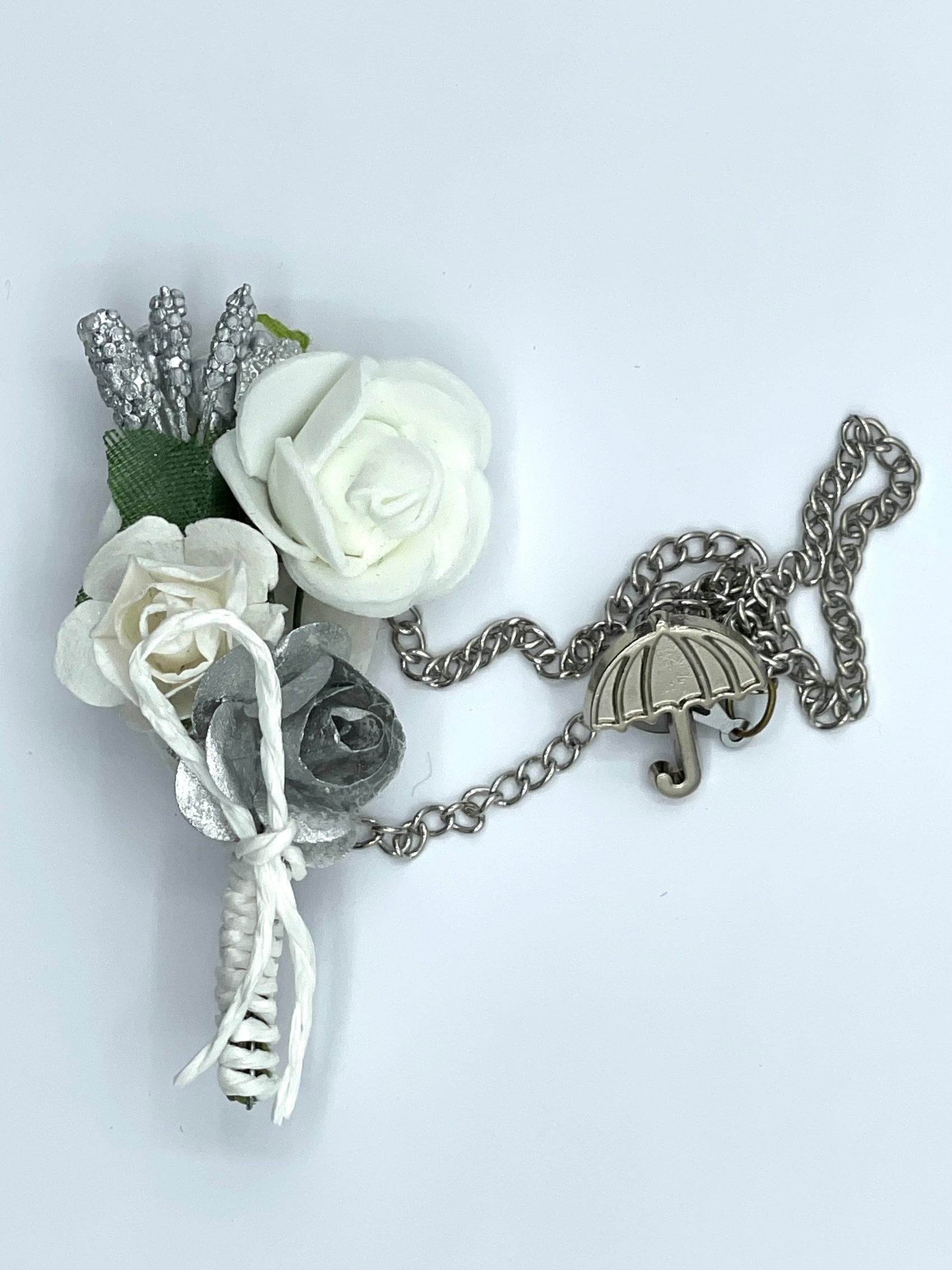 Broche Fleur et Chaine - Blanche BRC033